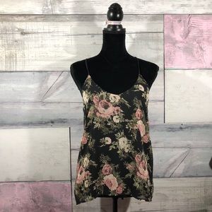 Q USA. Black with floral cami. Lined size Small